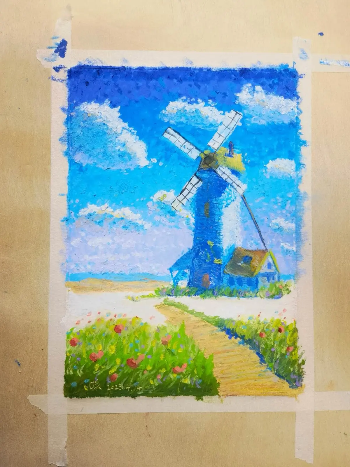 油画棒画画